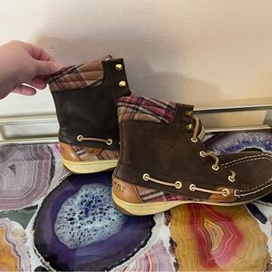 Sperry Brown and Plaid Ankle Boots